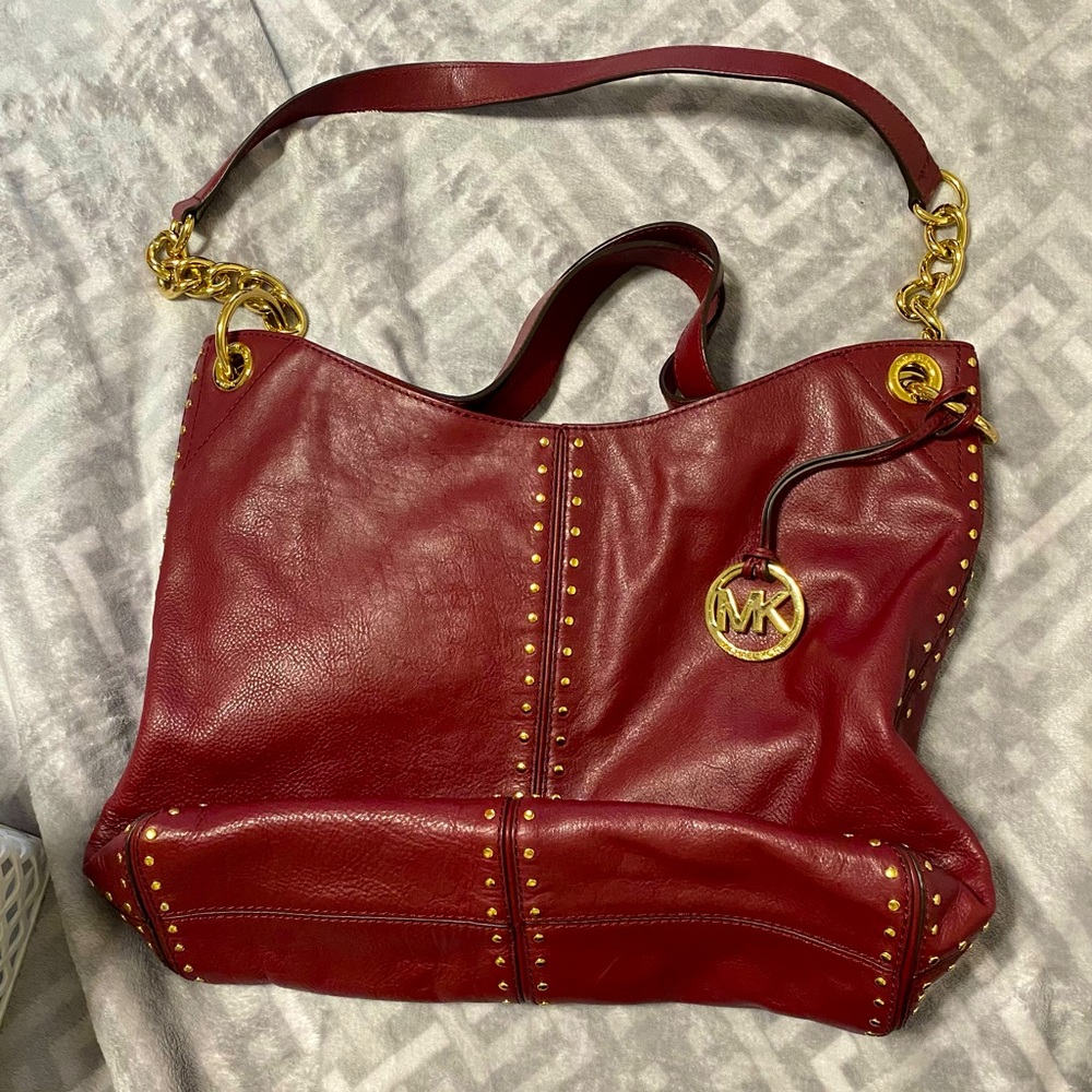 Michael Kors wine red handbag | purse tote bag